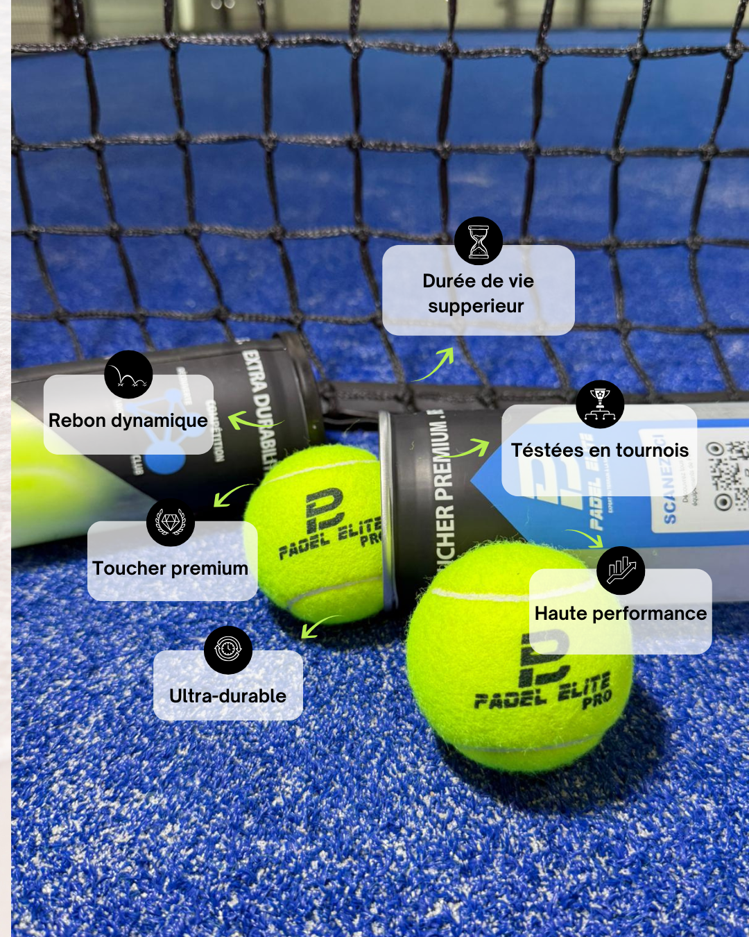 Tube de 3 balles de padel pressurisées - Padel Elite Pro