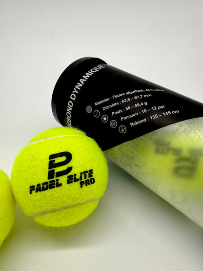 Tube de 3 balles de padel pressurisées - Padel Elite Pro